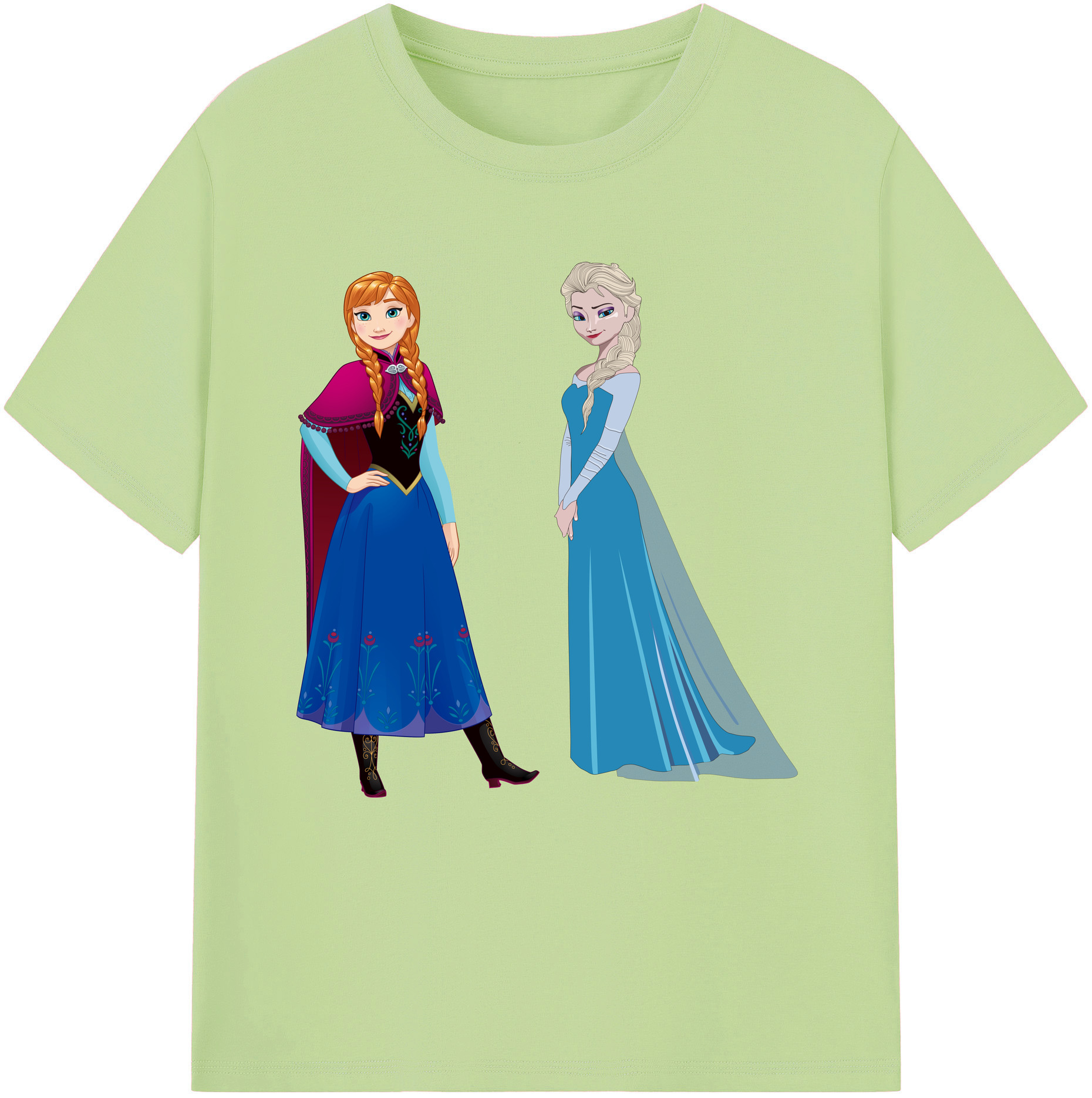 （画像用） アナと雪の女王 アンナ エルサ Frozen Anna Elsa 綿100％半袖Tシャツ（フロントプリント）